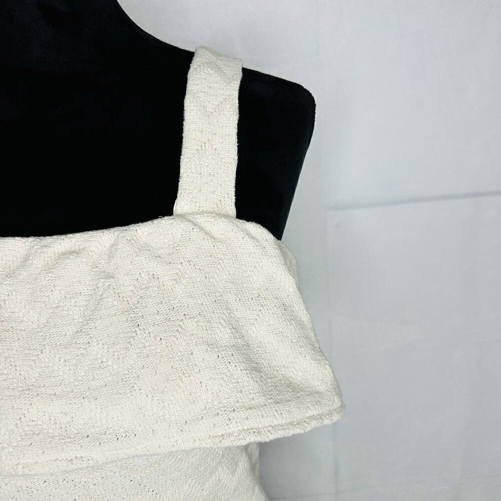 Madewell Cream Knit Sleeveless Top Ruffle Tank Women's Sz XXS - Picture 5 of 8